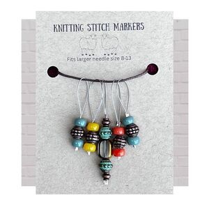 Handmade Knitting Stitch Markers Colorful Beaded Set of 5 Gold Multicolo…
